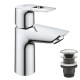 Grohe BauLoop New Смеситель однорычажный для раковины S-Size + нажимной донный клапан
 (23878001)