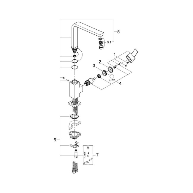 Grohe Sail Cube Одноважільний змішувач для мийки (31393000)
