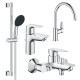 Grohe Набор смесителей QuickFix Start Edge 3 в 1 для ванны и кухни (UA202501SK)