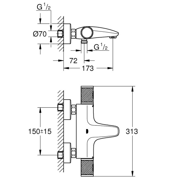 Grohe Grohtherm 1000 Performance Термостат для ванны (34830000)