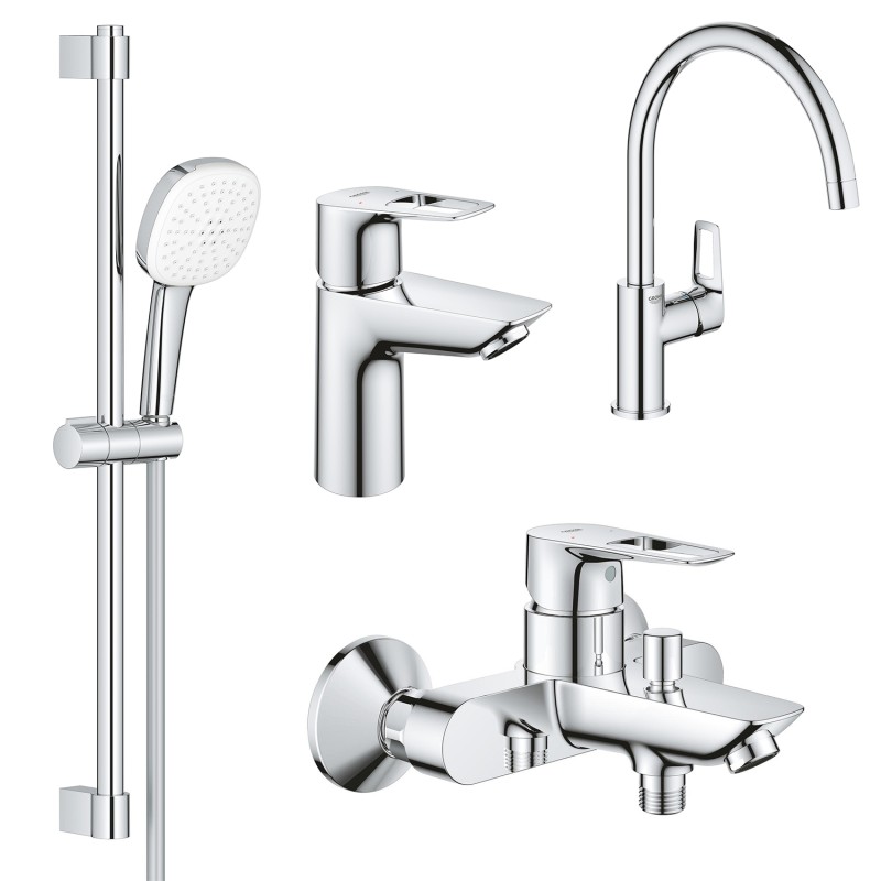 Grohe Комплект смесителей BauLoop New4 в 1 для ванной и кухни (UA123225K3
)