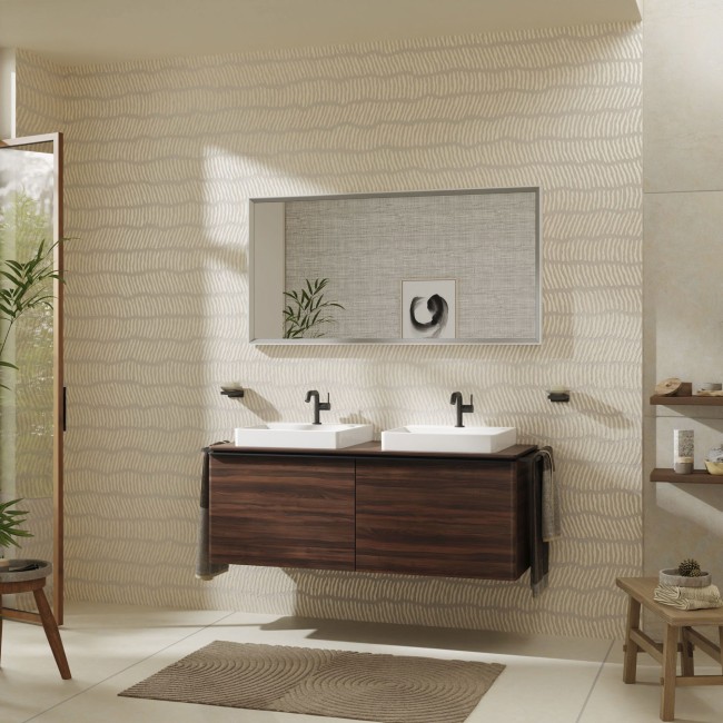 Консоль 1360/550 Xelu Q с 2 вырезами для установки накладной раковины, 54099630 Dark Walnut