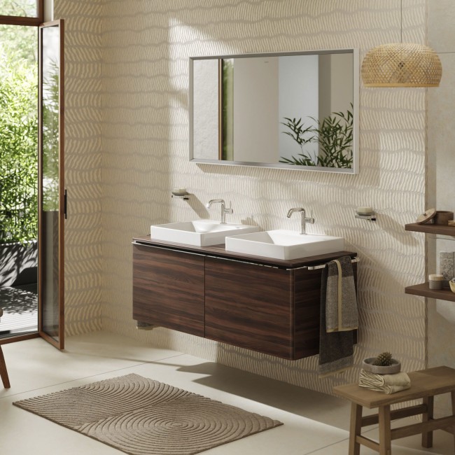 Консоль 1360/550 Xelu Q с 2 вырезами для установки накладной раковины, 54099630 Dark Walnut