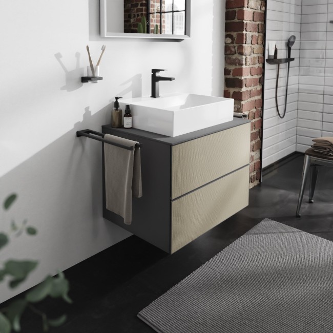 Тумба Xevolos E 780/550, з 2 шухлядами для столешні з вирізом посередині, 54189390 Slate Matt Grey