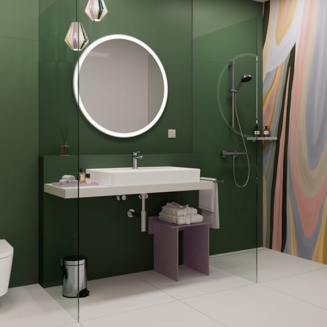 Дзеркало Xarita Lite S 900/900 з круговим LED світильником, білий матовий 54967700