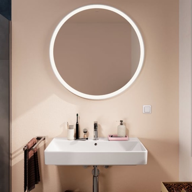 Дзеркало Xarita Lite S 900/900 з круговим LED світильником, білий матовий 54967700