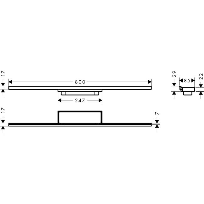 Зовнішня частина зливу hansgrohe для душу 800 мм RainDrain Minimalistic 56220000