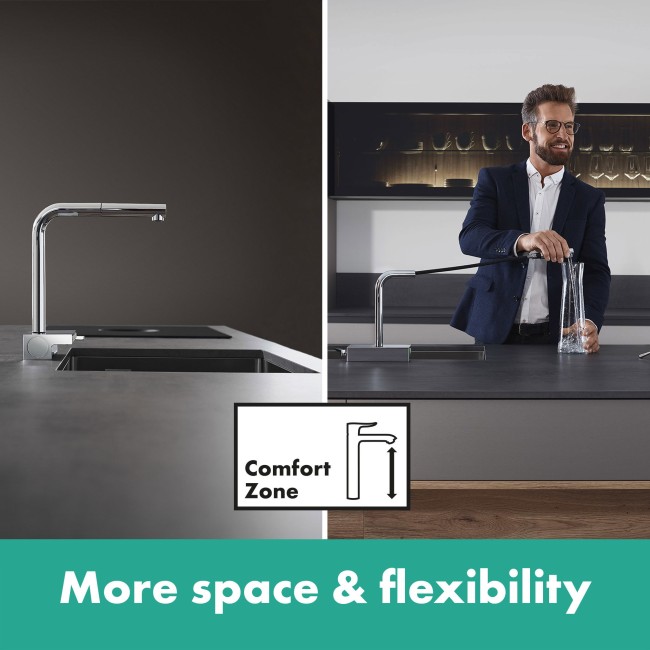 Змішувач hansgrohe Aquno Select M81 для кухонної мийки з висувним душем, під сталь 73830800