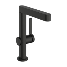 Змішувач hansgrohe Finoris 76063340 з висувним душем, 2 типи струменя та зливним гарнітуром push-open, чорний матовий хром