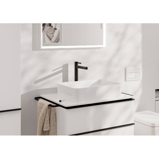 Змішувач hansgrohe Finoris CoolStart для раковини зі зливним гарнітуром, чорний матовий хром 76072340