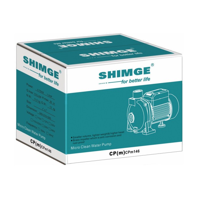Поверхневий насос Shimge CPm190 1,5 кВт Н 48 м Q 130 л/хв відцентровий