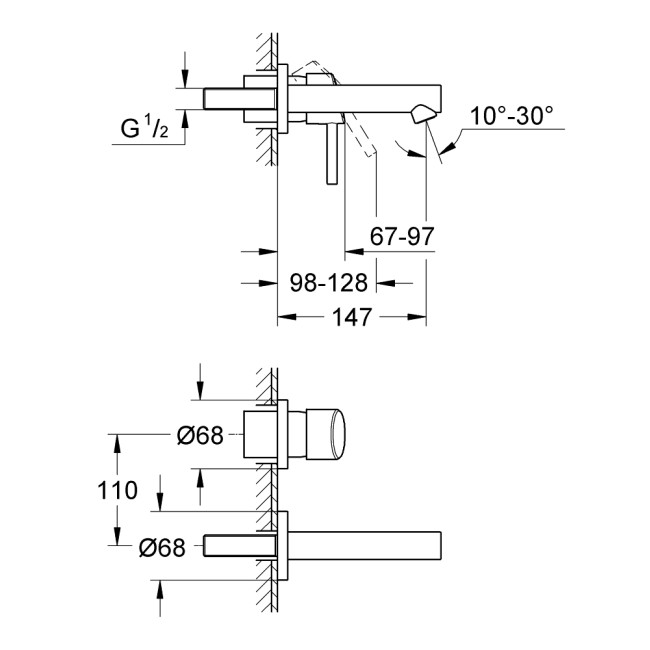 Grohe Concetto Смеситель для раковины на два отверстия S-Size (19575001)