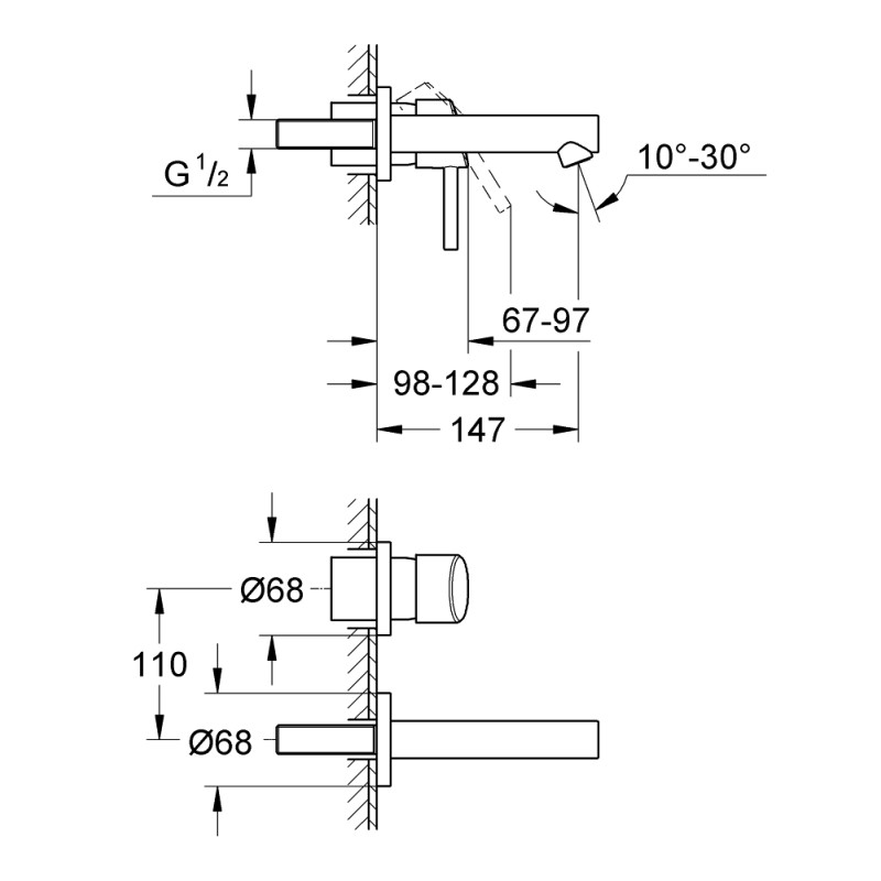Grohe Concetto Смеситель для раковины на два отверстия S-Size (19575001)