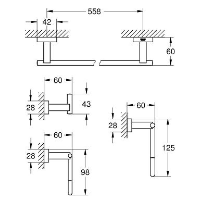 Grohe Essentials Cube Набор аксессуаров 4 в 1 (40778001)
