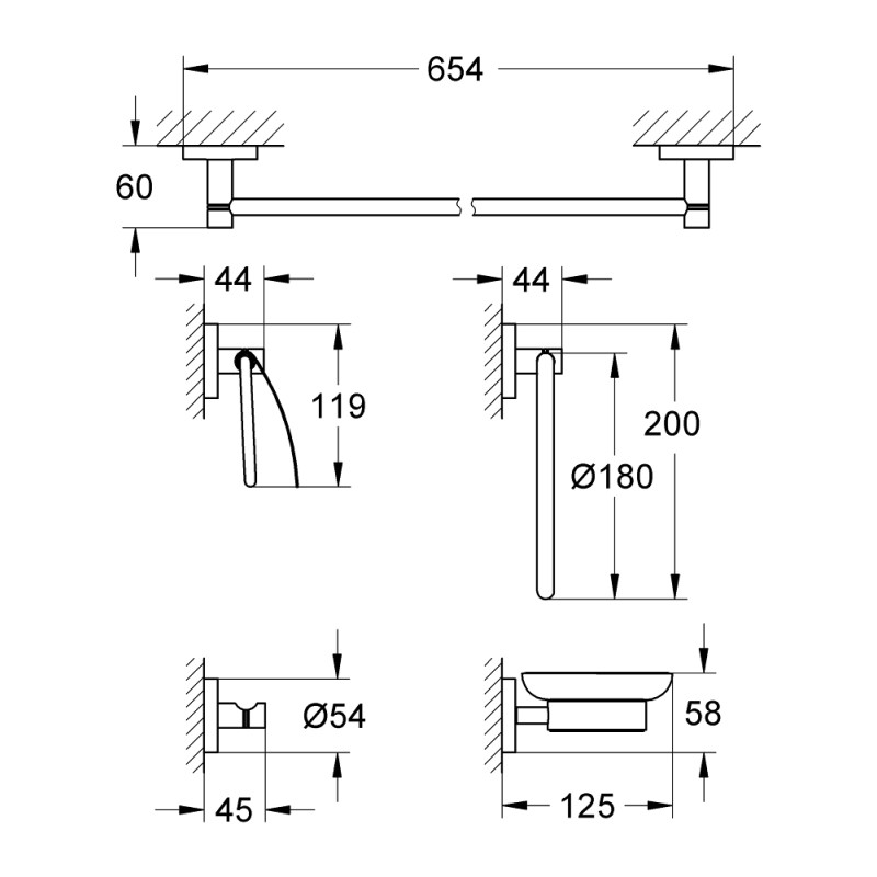Grohe Essentials набор аксесуаров 5 в 1 (40344001)