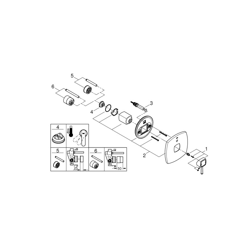 GROHE SPA Grandera Смеситель для ванны, однорычажный, наружная часть (19920000)