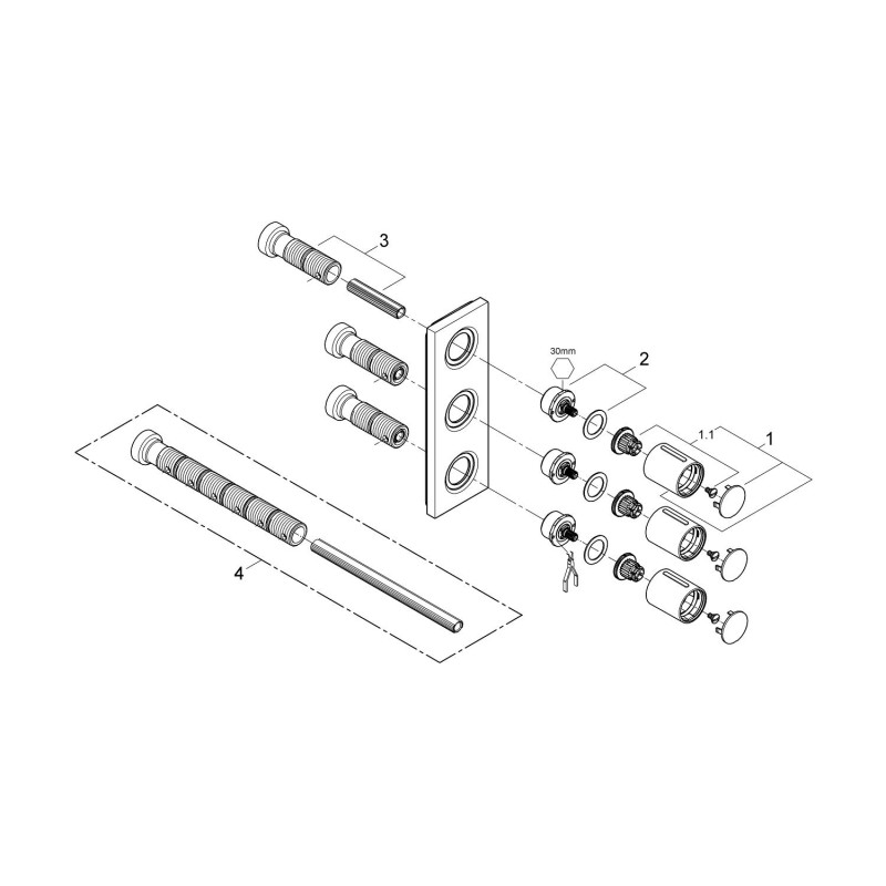 <i>GROHE SPA</i> Grohtherm F Внешняя часть встраиваемого вентиля, 3 выхода (27625000)
