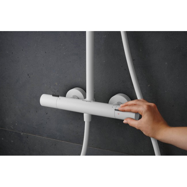 Душевая система hansgrohe Pulsify S Puro Showerpipe 260 1jet с термостатом EcoSmart 24223700 белый матовый