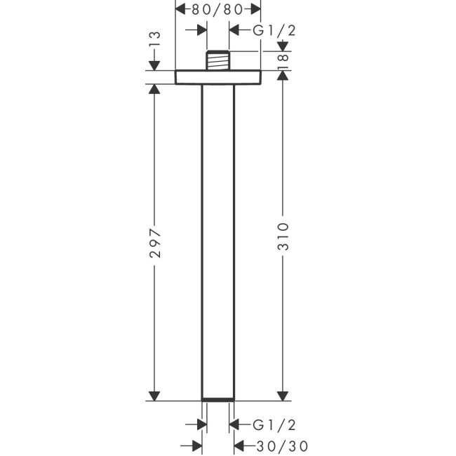 Держатель верхнего душа hansgrohe E 30 см 24339990, золото