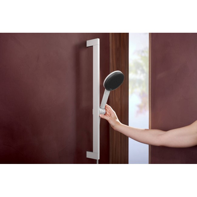 Душовий набір hansgrohe Raindance Alive Select S, Ecosmart 24600700 зі стійкою Unica E Puro 65, білий матовий