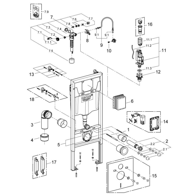 Grohe Rapid SL инсталляция для унитаза, монтажная высота 1.13 м (38536001)