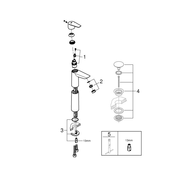 Grohe BauEdge New Смеситель однорычажный для раковины XL-Size (23761001)