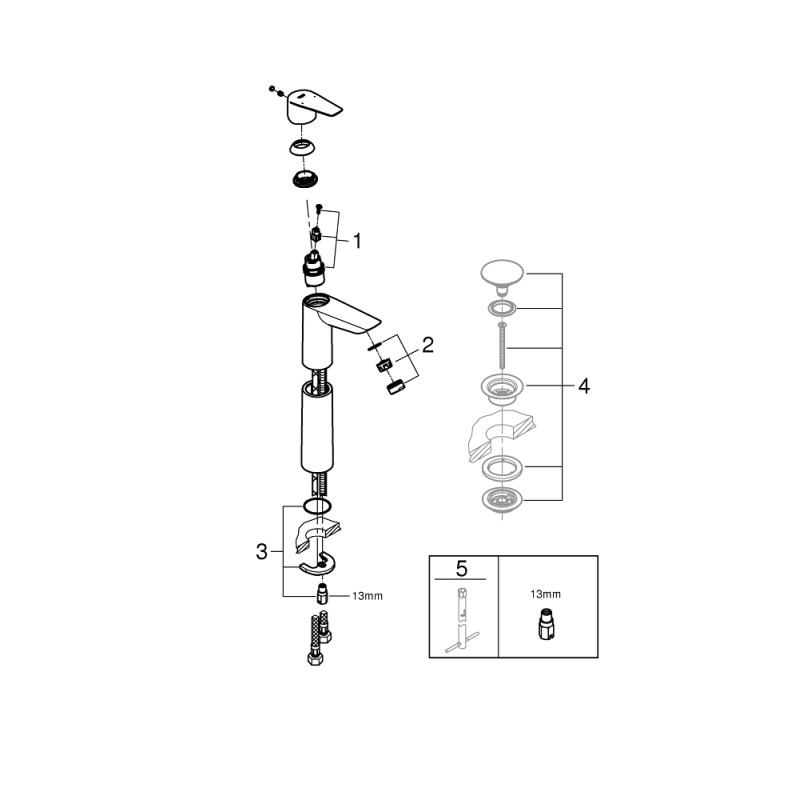 Grohe BauEdge New Смеситель однорычажный для раковины XL-Size (23761001)