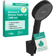 Душовий набір hansgrohe Activera Select S 2jet EcoSmart 28054670, з тримачем та шлангом 1,6 м, чорний матовий