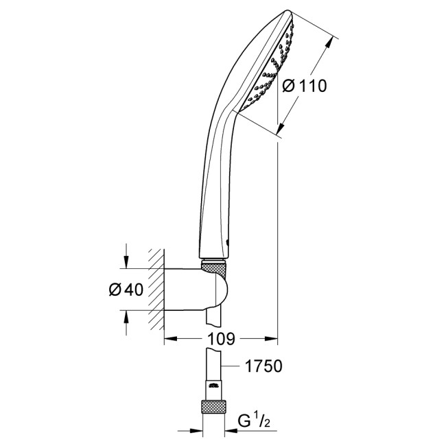 Grohe QuickFix Vitalio Joy 110 Mono Душевой набор с 1 режимом струи (27324000)