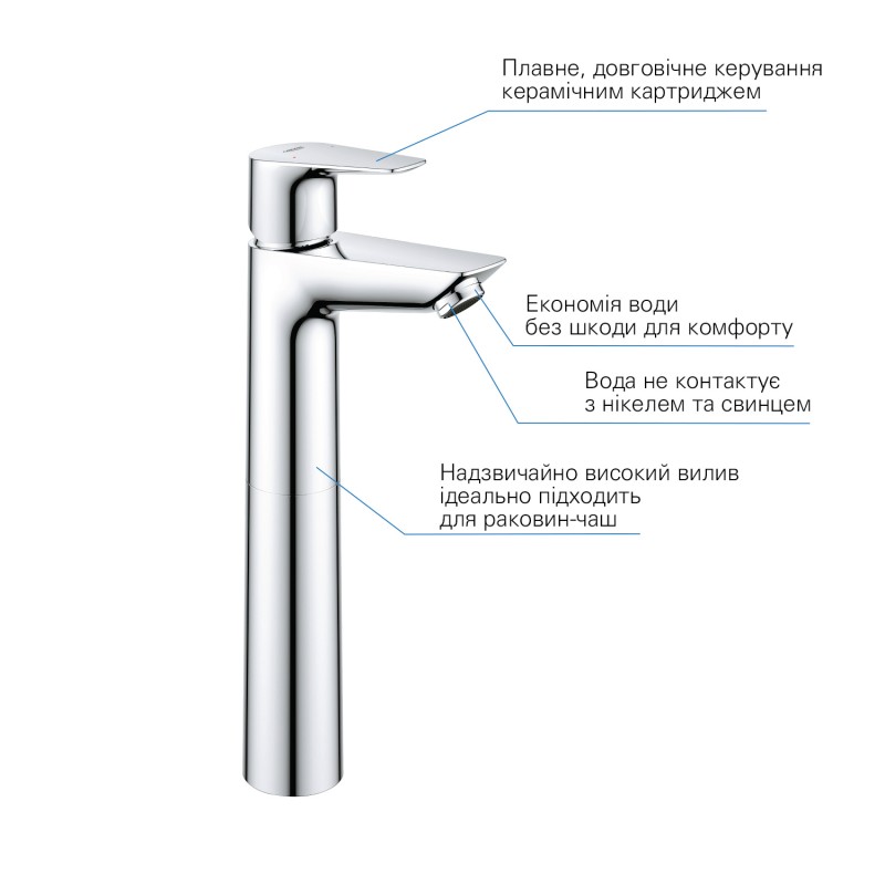 Grohe QuickFix StartEdge Смеситель однорычажный для раковины XL-Size (23777001)