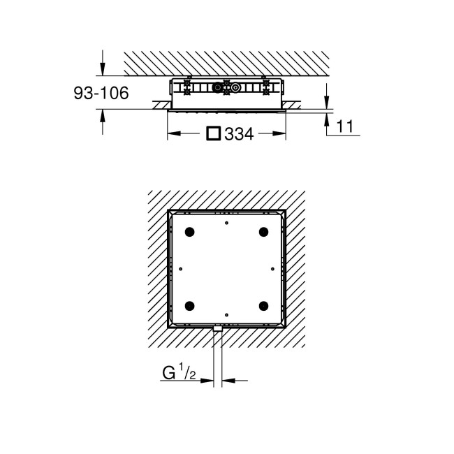GROHE SPA Rainshower Aqua Mono Стельовий душ 1 режим, включає вбудовану частину (26731000)
