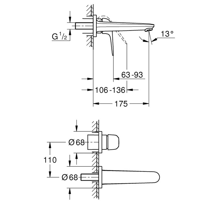 Grohe Euroeco Змішувач для раковини на 2 отвори (24274001)
