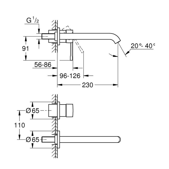 Grohe Essence Змішувач для раковини на 2 отвори L-Size (29193KF1)