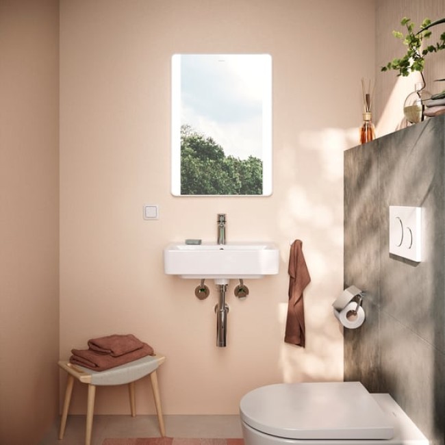 Зеркало Xarita Lite Q 500 / 700 с боковыми LED светильниками, белый матовый 54961700