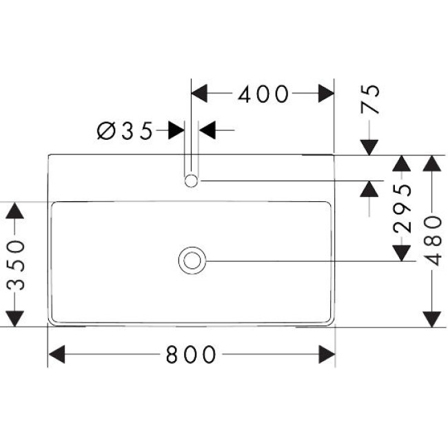 Умывальник 800/480 Xelu Q с отверстием под смеситель, без перелива, 60318450