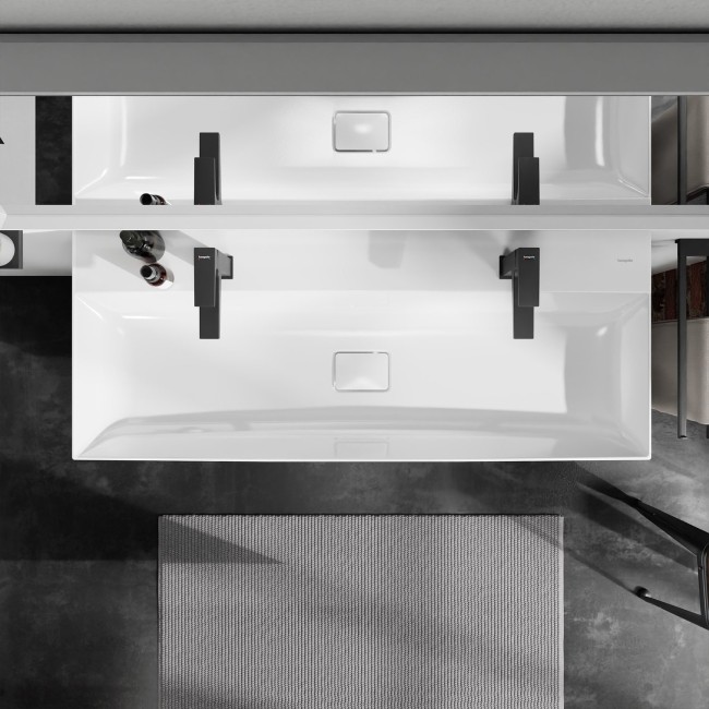 Накладний умивальник 1200/480 Xevolos E з двома отворами під змішувач, без переливу, 61104450 з покриттям SmartClean