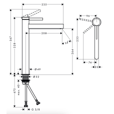 Змішувач hansgrohe Finoris CoolStart для раковини зі зливним гарнітуром, чорний матовий 76072670