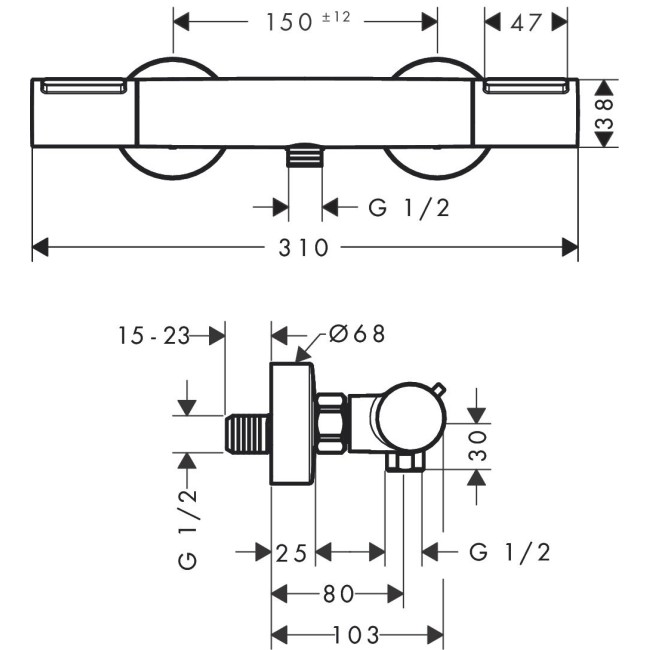 Змішувач із термостатом для душу hansgrohe Ecostat Element 13346000 хром