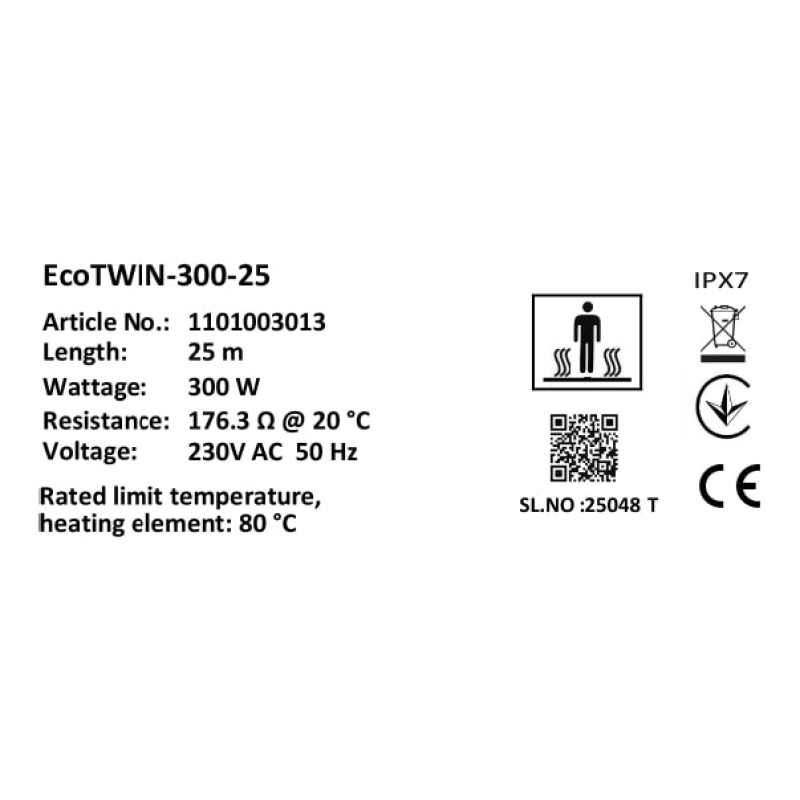 Комплект-Кабель нагревательный Bonjour Soft Heat EcoTWIN-300-25 W/m з терморегулятором RTP