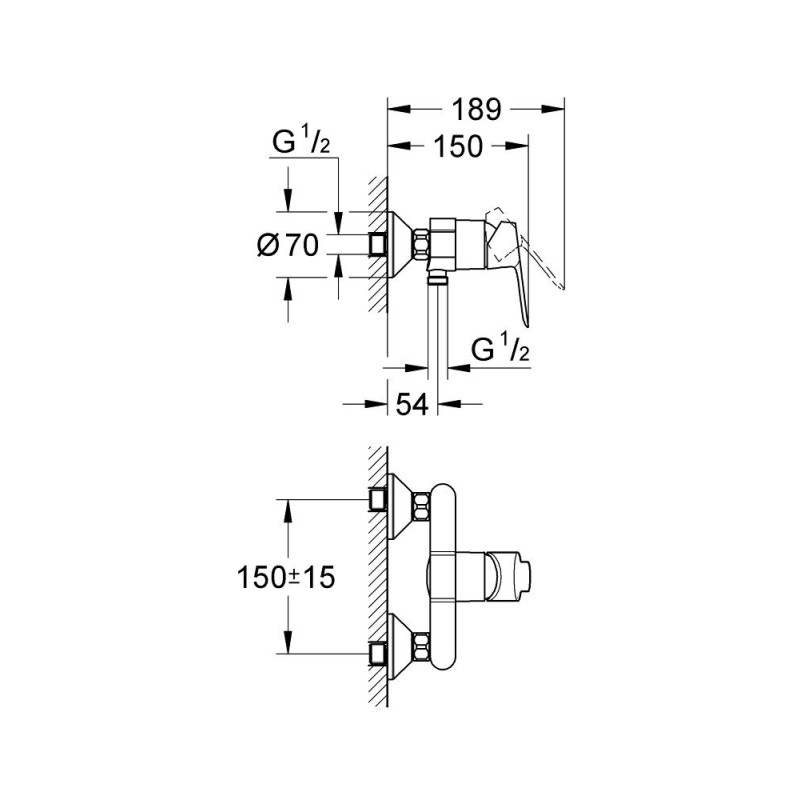 Grohe BauEdge Смеситель однорычажный для душа (23333000)