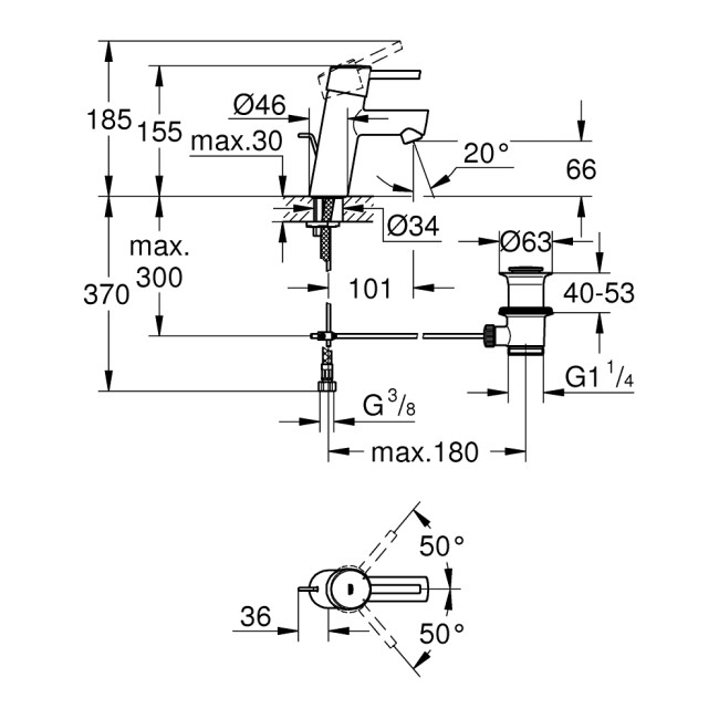 Grohe Concetto Смеситель однорычажный для раковины S-Size (32204001)