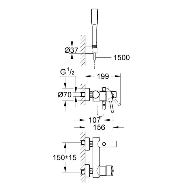 Grohe Concetto Смеситель однорычажный для ванны с душевым гарнитуром (32212001)