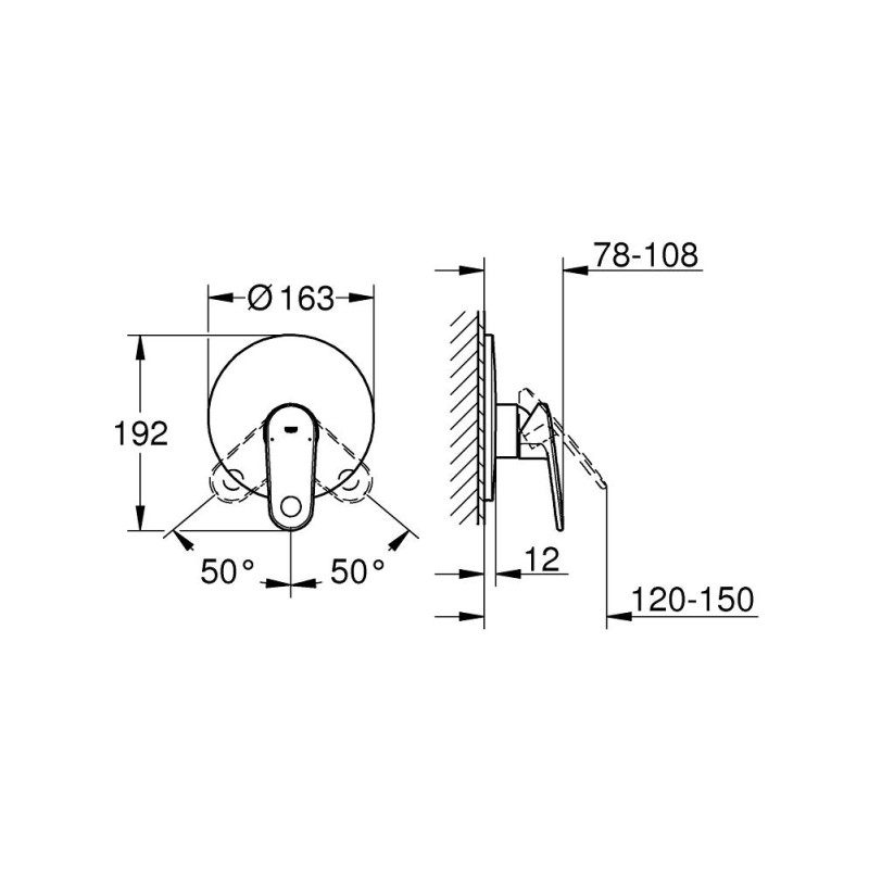 Grohe Europlus Смеситель однорычажный для душа (19537002) Grohe Europlus Смеситель однорычажный для душа (19537002)