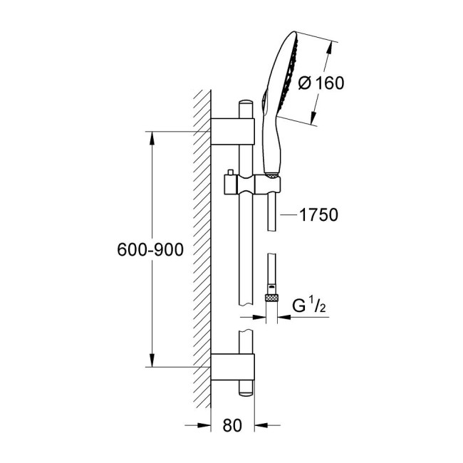 Grohe Power&Soul 160 Душевой гарнитур, 4+ режима струи (27750000)