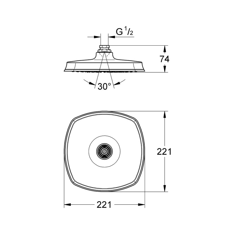 <i>GROHE SPA</i> Grandera 210 Верхний душ с одним режимом (27974000)