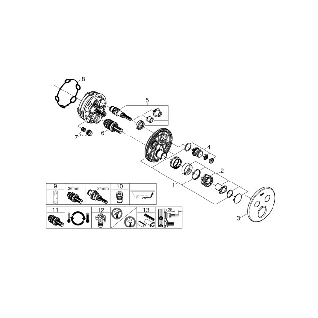 Grohe Grohtherm SmartControl Термостат скрытого монтажа с двумя кнопками управления (29119000)