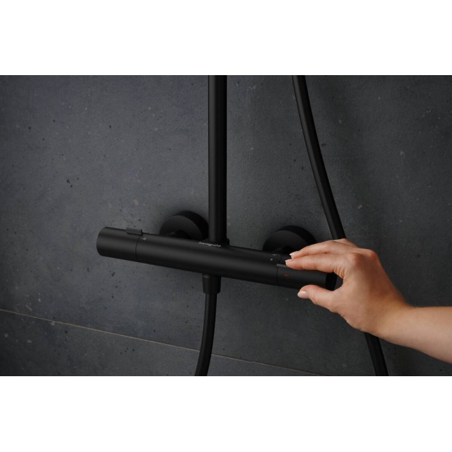 Душова система hansgrohe Pulsify S Puro Showerpipe 260 1jet з термостатом 24222670 чорний матовий