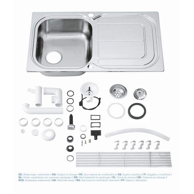 Grohe Мойка для кухни 860 x 500 мм с эксцентриком, 1 чаша, матовая (31563SD0)