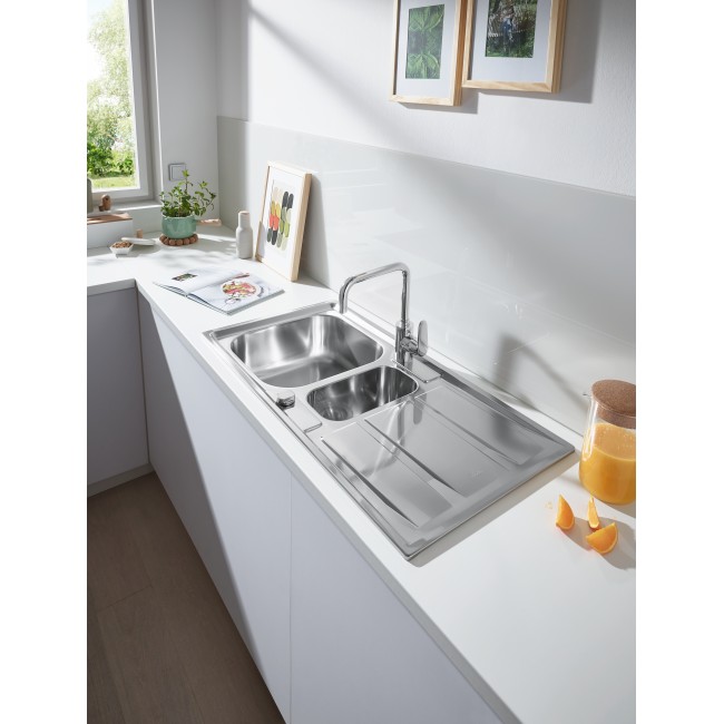 Grohe Мийка для кухні 970 x 500 мм з ексцентриком, 2 чаши, матова (31567SD0)