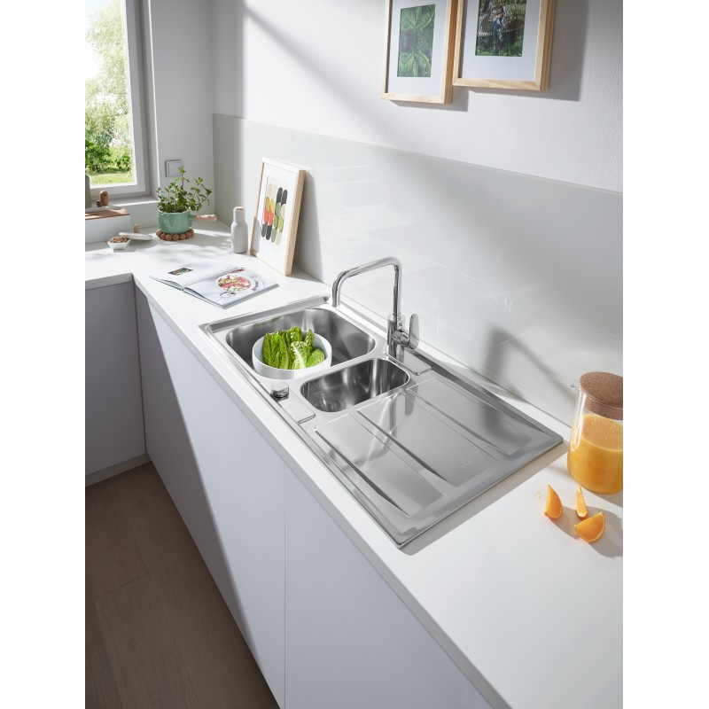 Grohe Мойка для кухни 970 x 500 мм с эксцентриком, 2 чаши, матовая (31567SD0)